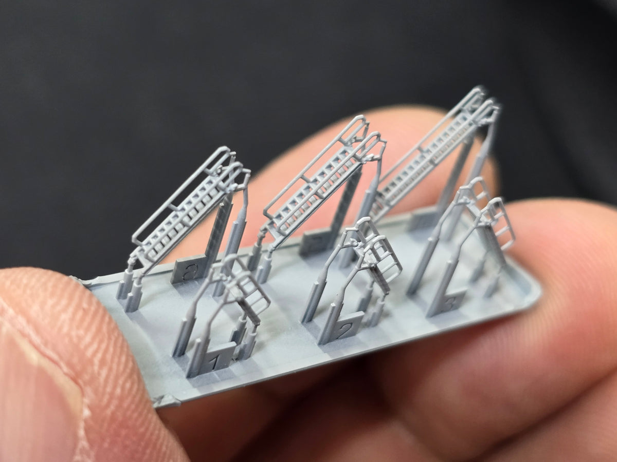 Photo of 1/350 scale ladder set for Arleigh Burke Class Destroyer Flight I and II from HS Model HSM-U350096S 3D printed in resin