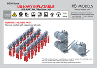 Photo of US Navy Inflatable Life Raft Mk.7 Mod.2 1:350 set with twin and single rafts for LHD ship models