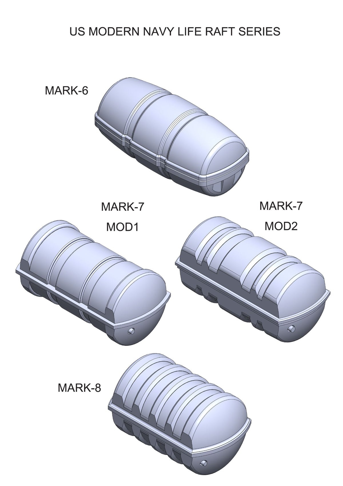 Photo of US Navy Inflatable Life Raft Mk.8 1:700 scale resin model set by HS Model for aircraft carriers and naval ships