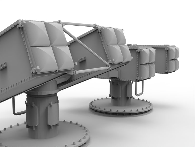 Photo of MK-29 Sea Sparrow 1:700 HS Model resin parts with launchers and missiles.