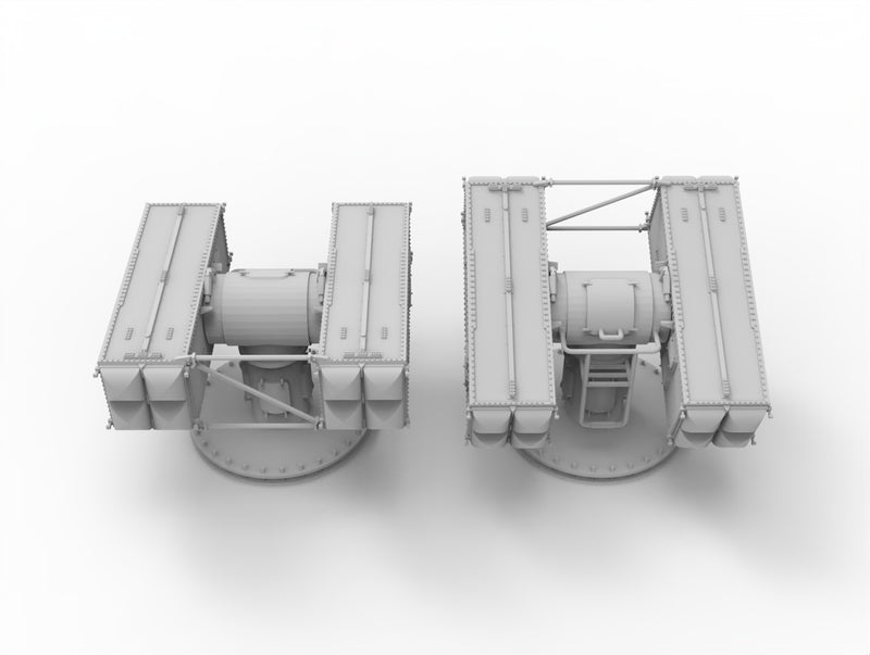 Photo of MK-29 Sea Sparrow 1:700 HS Model resin parts with launchers and missiles.