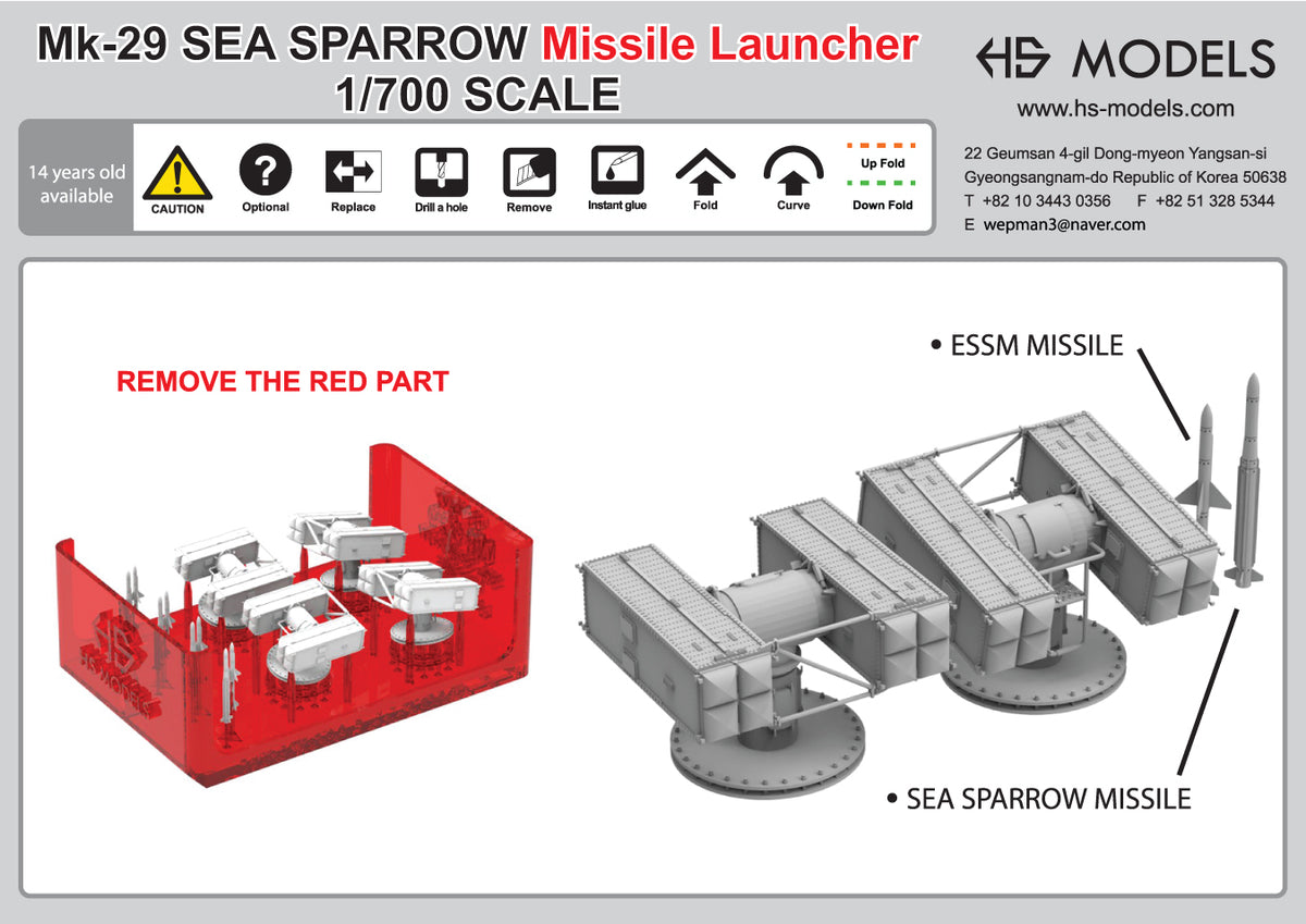 Photo of MK-29 Sea Sparrow 1:700 HS Model resin parts with launchers and missiles.