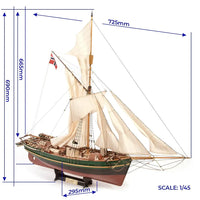 Photo of OcCre Gjøa Wooden Model Ship Kit 1:45 Scale (12016) depicting Roald Amundsen's Northwest Passage expedition vessel