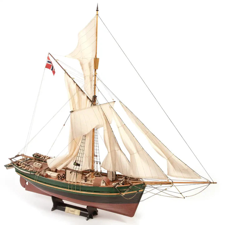 Photo of OcCre Gjøa Wooden Model Ship Kit 1:45 Scale (12016) depicting Roald Amundsen's Northwest Passage expedition vessel