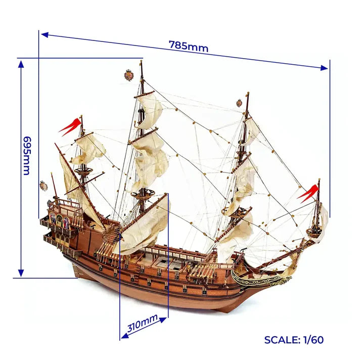 Photo of OcCre Apóstol Felipe 1:60 wooden model ship kit Spanish treasure galleon 14000