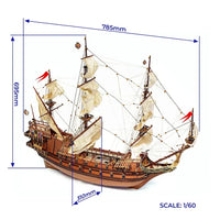 Photo of OcCre Apóstol Felipe 1:60 wooden model ship kit Spanish treasure galleon 14000