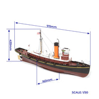 Photo of OcCre Hercules Tugboat 1:50 wooden model ship kit (61002) with RC-ready construction