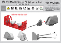 Photo of Mk.110 57mm/70cal Naval Gun 1:700 scale 3D printed resin model by HS Model