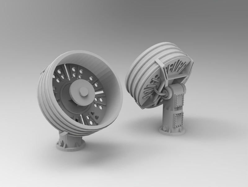 Photo of OE-82C / OE-570 SATCOM Antenna 1:700 scale resin model set by HS Model, showing 12 detailed 3D printed parts in two types
