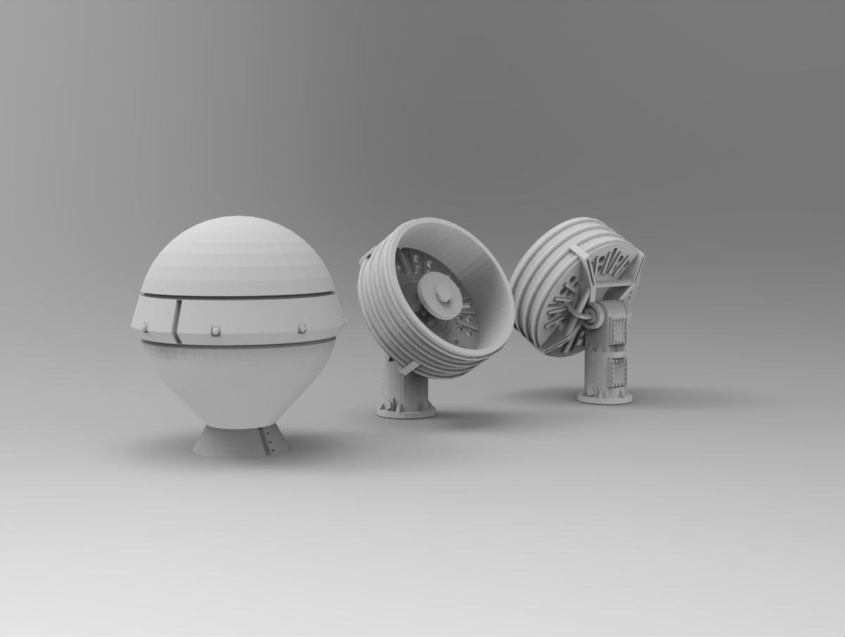 Photo of OE-82C / OE-570 SATCOM Antenna Set 1/350 scale 3D printed resin model by HS Model