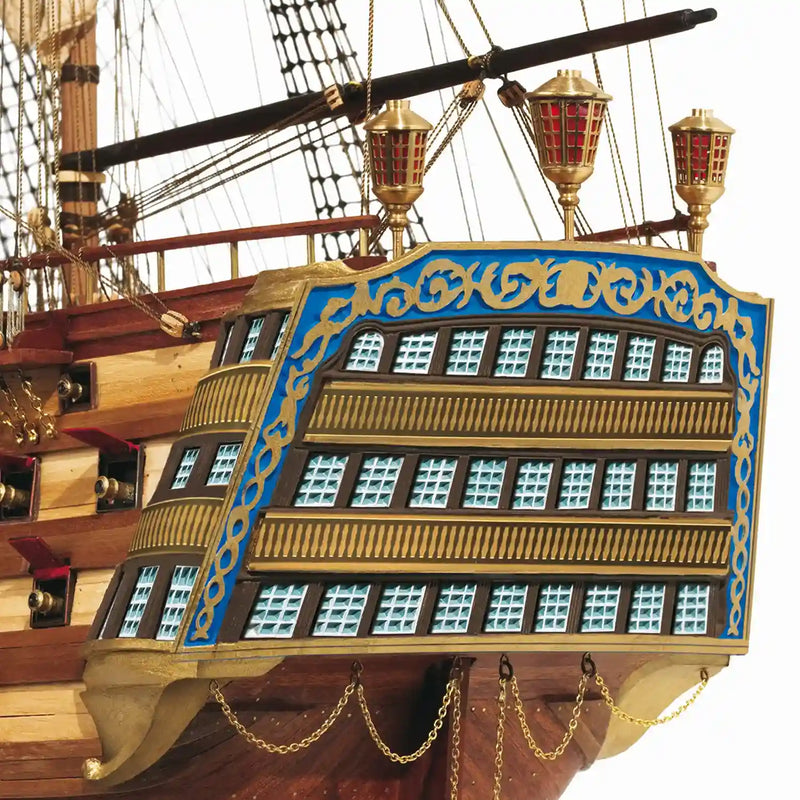 Photo of OcCre Santísima Trinidad wooden model ship kit 1:90 scale, detailed Spanish warship model