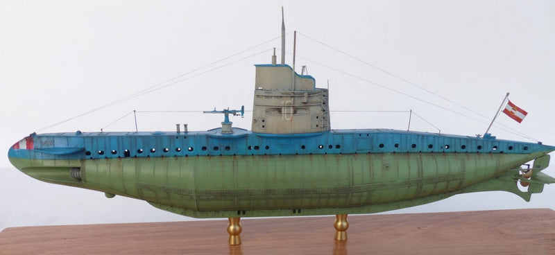 Photo of the German Type UB I Submarine resin model kit in 1:72 or 1:144 scale by RC Subs, showcasing fine historical details.
