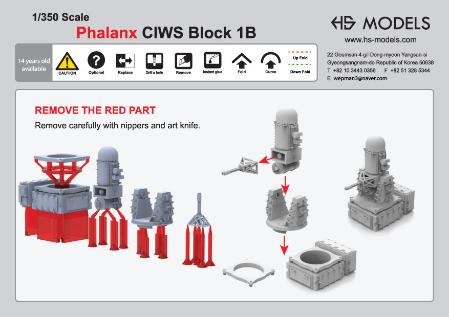 Photo of Phalanx CIWS Block 1B 1/350 scale resin model set by HS Model HSM-U350003S