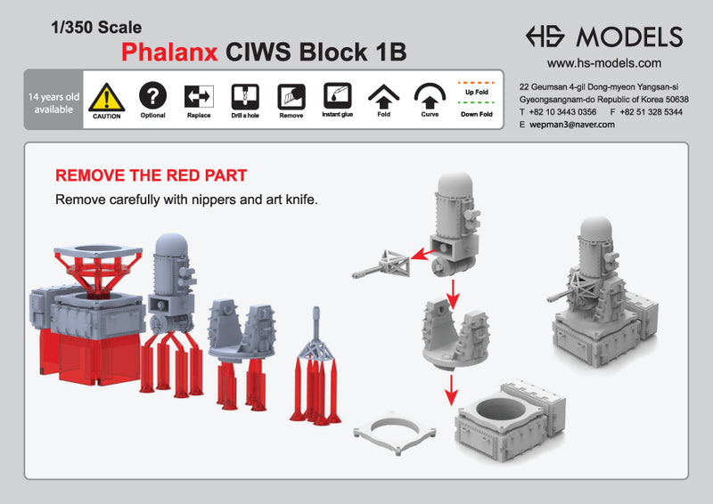 Photo of Phalanx CIWS Block 1B 1/350 scale resin model set by HS Model HSM-U350003S