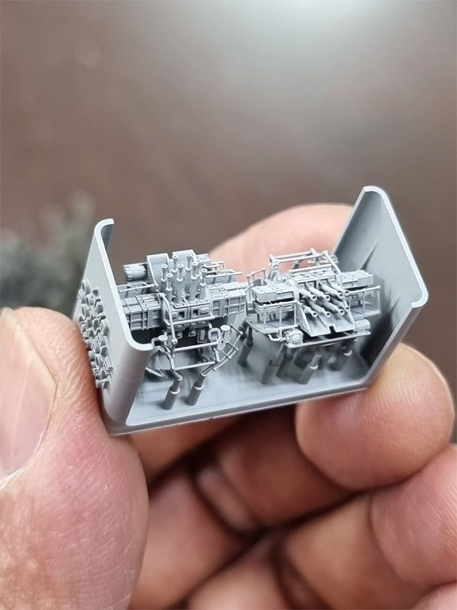 Photo of QF 2-Pounder POM-POM Octuple Mount 1/350 scale 3D printed resin model set from HS Model HSM-E350002S