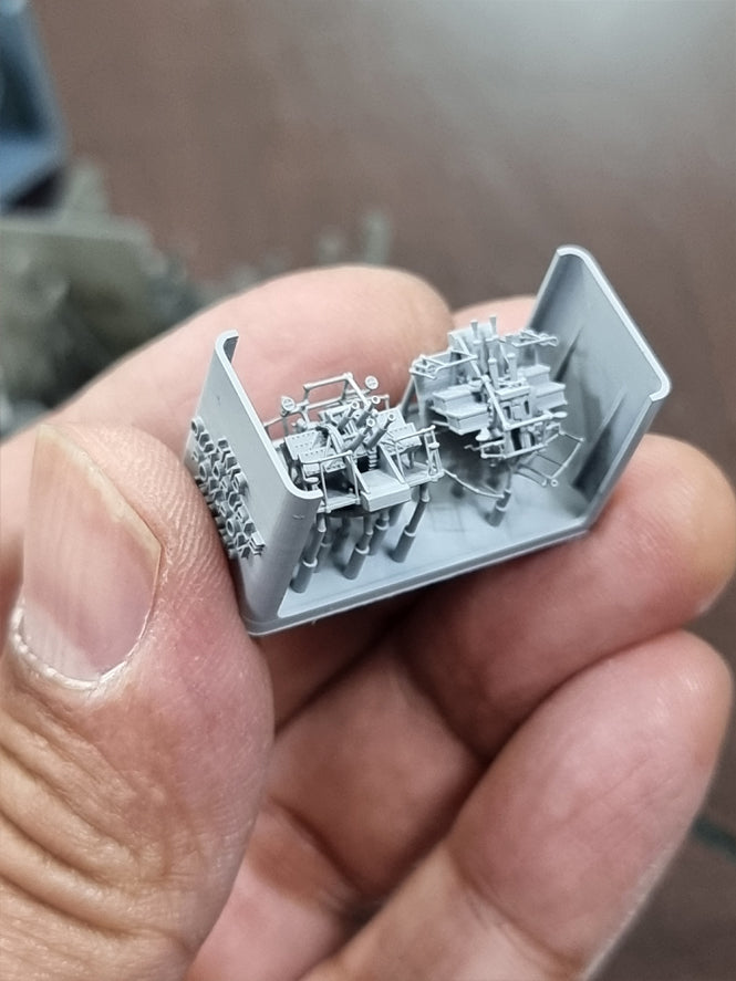 Photo of HS Model QF 2-Pounder POM-POM Quadruple Mount 1/350 scale resin set with six detailed 3D printed parts