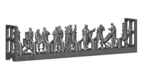Photo of 1:144 scale Royal Navy personnel figures in bad weather gear from ION Models, Set 2 (R144-003), unpainted resin miniatures displayed standing.