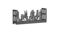 Photo of 1:144 scale Royal Navy personnel figures in bad weather gear from ION Models, Set 2 (R144-003), unpainted resin miniatures displayed standing.