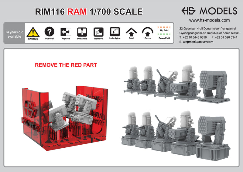 Photo of RIM-116 RAM Launcher 1/700 scale 3D printed resin model set by HS Model HSM-U700005S