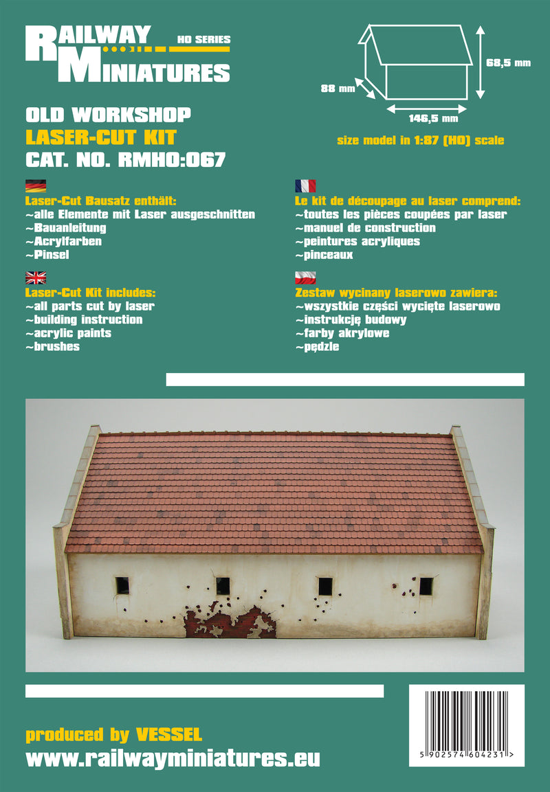 Photo of Old Workshop 1:87 Scale Vessel Railway Miniatures Laser-Cut Card Model Kit assembled building