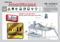 Photo of Starboard RHIB and Crane B photo etched set for Ticonderoga class cruiser 1:350 scale by HS Model