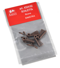 Image of Amati B4324,02 Metal Ladder Turning Left, showcasing a finely crafted metal ladder for scale models, ideal for adding detailed, realistic elements to ship models and dioramas.