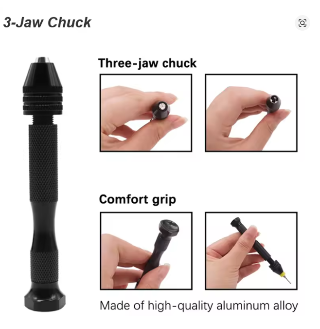 Photo of precision mini hand drill set with micro drill bits 0.1mm to 3mm for modelling and crafts