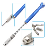 Photo of semi-automatic aluminium hand drill with HSS twist drill bits 0.8mm to 3mm for modelling and crafts