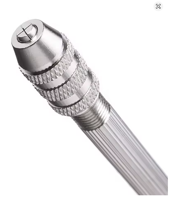 Photo of precision hand drill with 10 mini twist drill bits 0.8mm to 3mm for model making and crafts