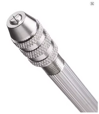 Photo of precision hand drill with 10 mini twist drill bits 0.8mm to 3mm for model making and crafts