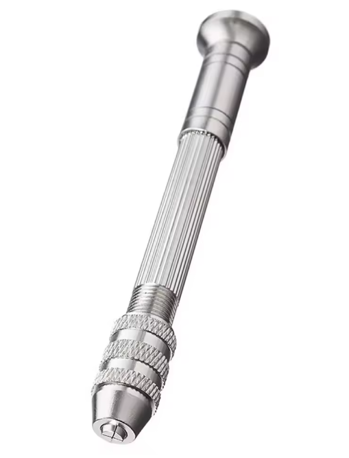 Photo of precision hand drill with 10 mini twist drill bits 0.8mm to 3mm for model making and crafts