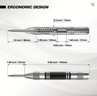 Photo of automatic center punch with hardened chrome vanadium tip and spring-loaded mechanism for metal and wood marking