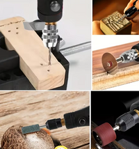 Photo of Cordless Rotary Tool Kit with case and accessories for woodworking, engraving, and DIY projects.