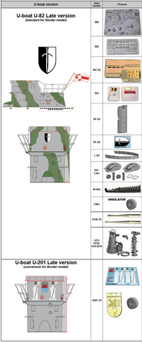 Photo of Big Edition Upgrade Set for VIIC U-Boat 1:35 Border BS-001 including U-96, U-82 and U-201 RC Subs detail parts