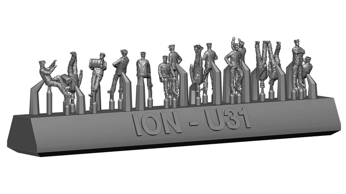 Photo of 1:350 scale Modern US Navy Crew Set (ION U350-003) showing 72 detailed resin figures in various naval poses