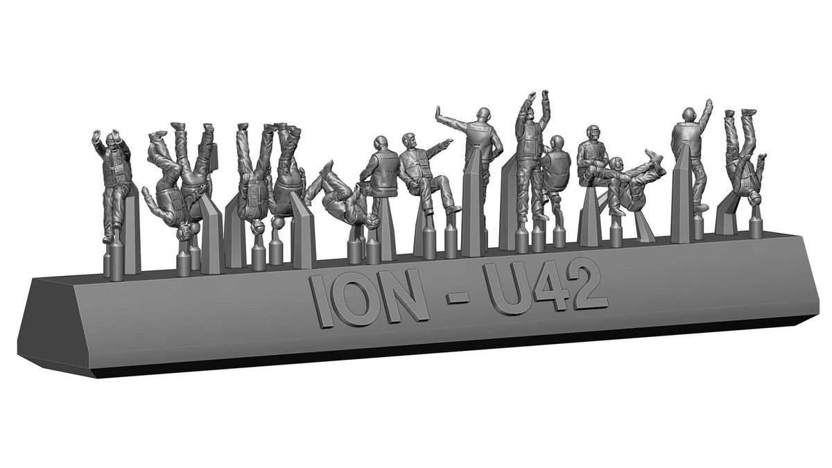 Photo of 1:350 scale Modern US Navy Carrier Crew Set by ION Models (U350-004) showing detailed resin figures in various flight deck roles.