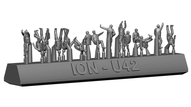 Photo of 1:350 scale Modern US Navy Carrier Crew Set by ION Models (U350-004) showing detailed resin figures in various flight deck roles.