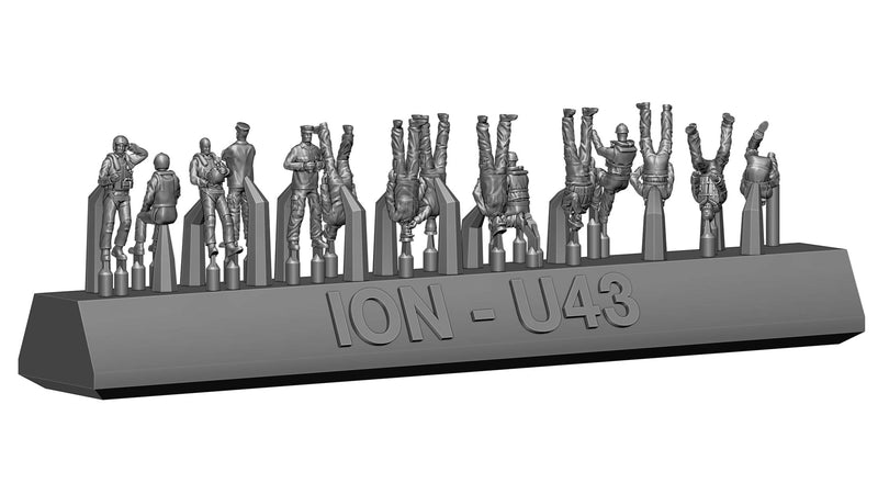 Photo of 1:350 scale Modern US Navy Carrier Crew Set by ION Models (U350-004) showing detailed resin figures in various flight deck roles.