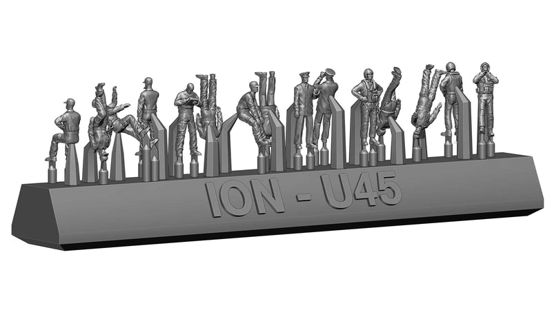 Photo of 1:350 scale Modern US Navy Carrier Crew Set by ION Models (U350-004) showing detailed resin figures in various flight deck roles.