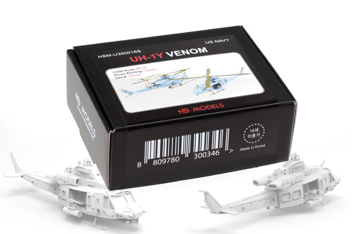 Photo of UH-1Y Venom 1/350 scale resin helicopter kit by HS Model with photo-etch and decals