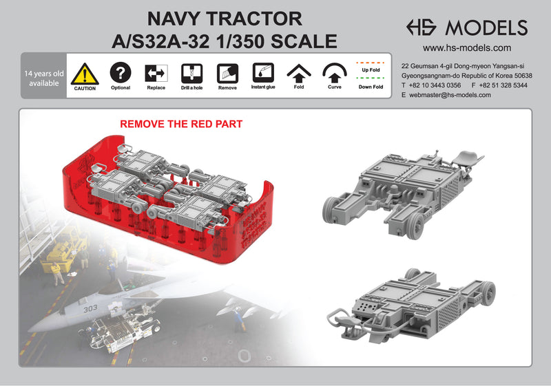 Photo of US Navy A/S32A-32 aircraft tow tractors in 1/350 scale 3D printed resin set by HS Model HSM-U350044S
