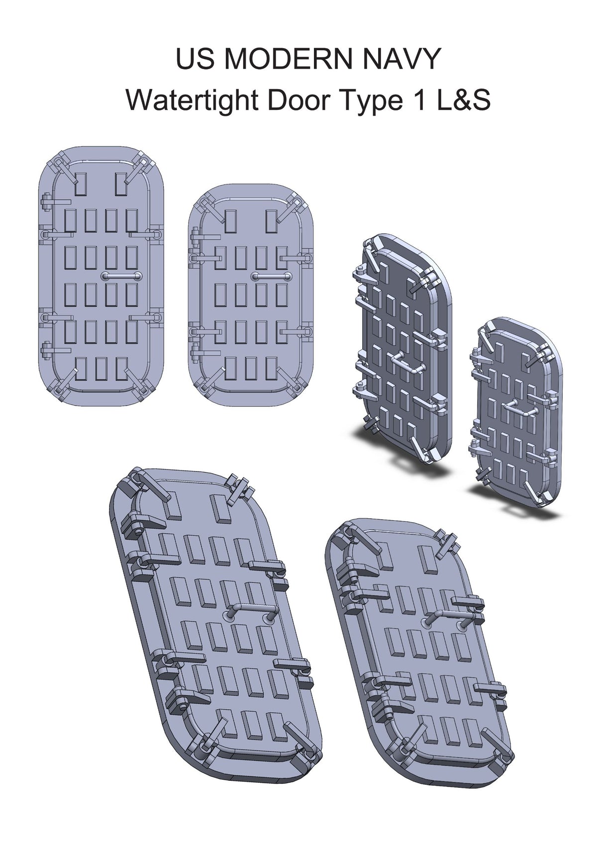 Photo of US Navy Watertight Door Type 1 1:700 HS Model HSM-U700023S 3D printed resin parts set 64 pieces