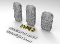 Photo of US Navy Watertight Door Type 2 1:700 scale resin model set by HS Model HSM-U700024S showing 64 detailed watertight doors for ship modeling.