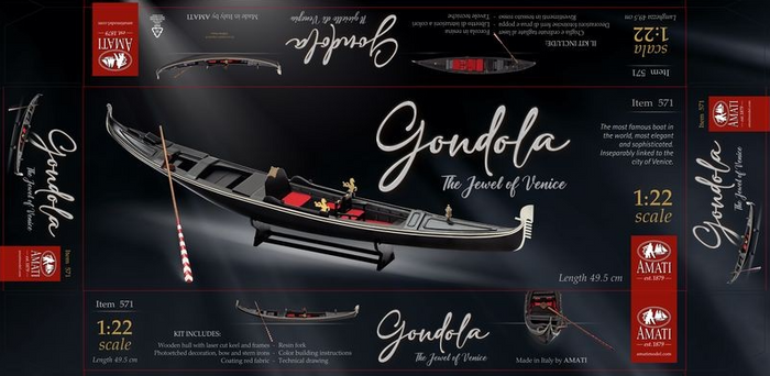 Venetian Gondola Model Kit Scale 1/25 Amati (A571)