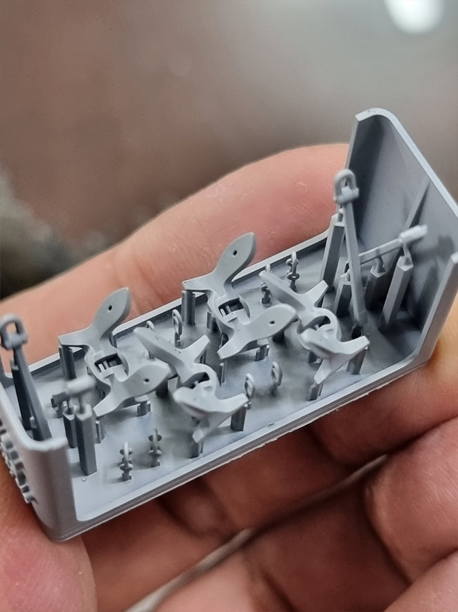Photo of WWII USN anchor with chain 1:200 scale set for destroyer models by HS Model