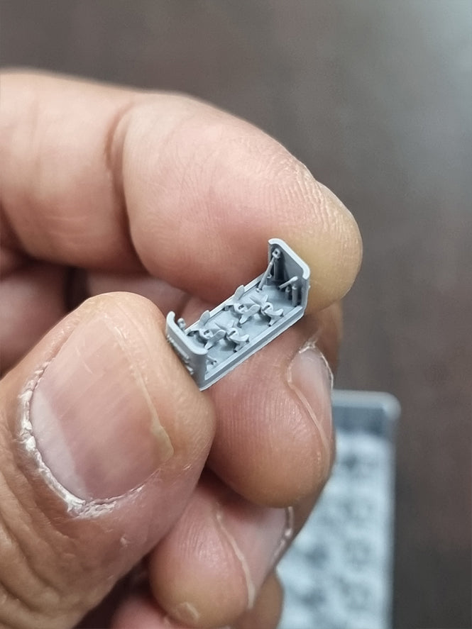 Photo of WWII US Navy 1:700 scale anchors and printed chain by HS Model for cruiser models