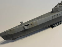 Photo of German U-Boat Type XXI U-2540 submarine model kit in 1/72 scale with 3D printed details and photo-etched parts