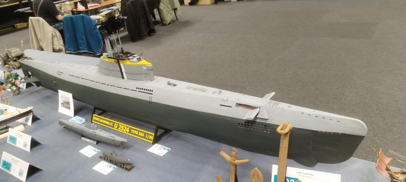 Photo of German U-Boat Type XXI U-2540 1/35 scale model submarine kit with RC conversion option and photo-etched details
