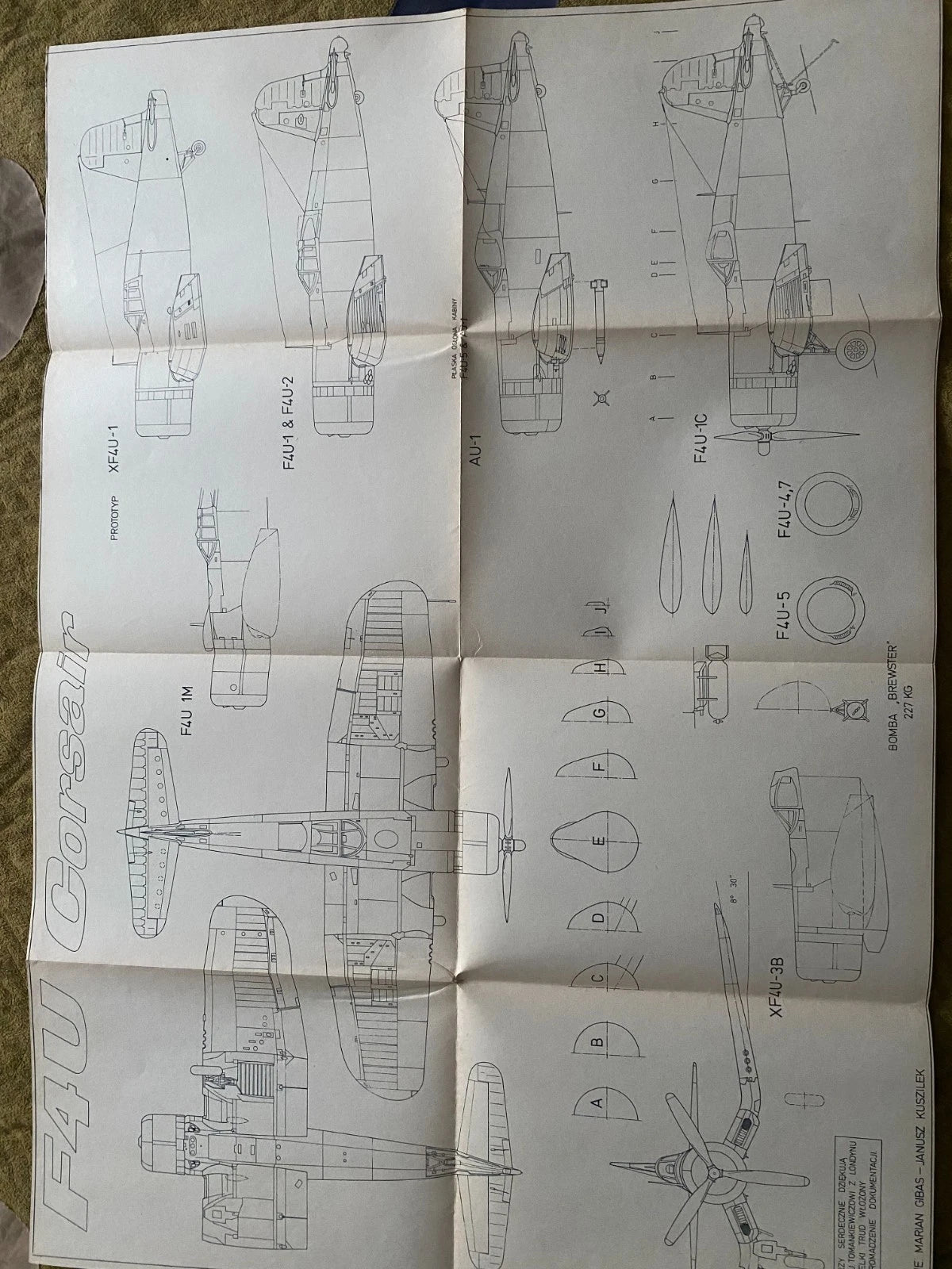 F4U Corsair large folding plans LOK 62