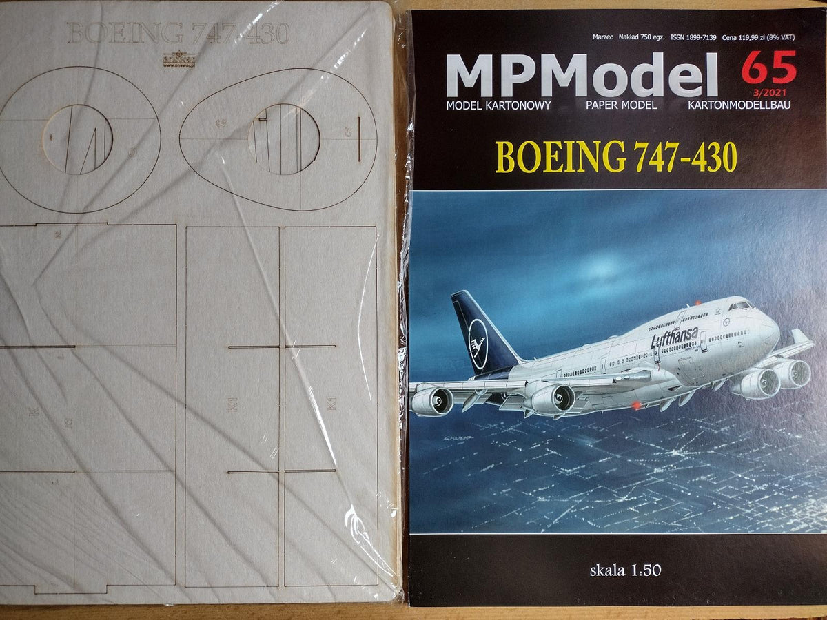 Photo of Boeing 747-430 1:50 card model kit with laser-cut frame MPModel 65 Answer Publishing